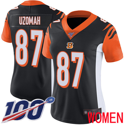 Cincinnati Bengals Limited Black Women C J Uzomah Home Jersey NFL Footballl 87 100th Season Vapor Untouchable